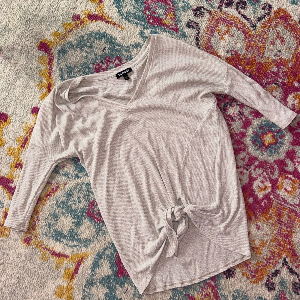 Express Beige Women's Top with Knot Detail